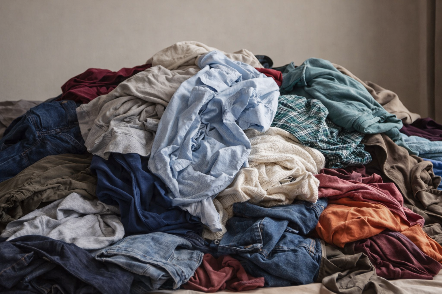 Messy Piles of unused Cloths