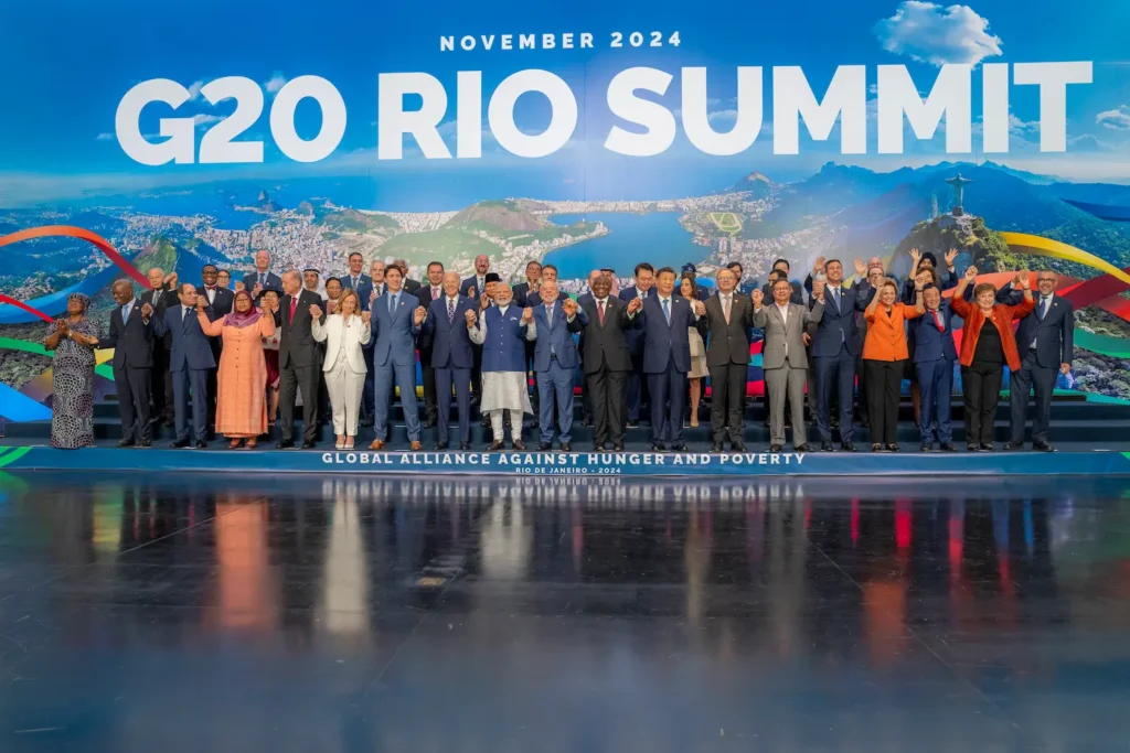 World leaders pose for the G20 Summit family photo in Rio de Janeiro, Brazil, in November 2024.