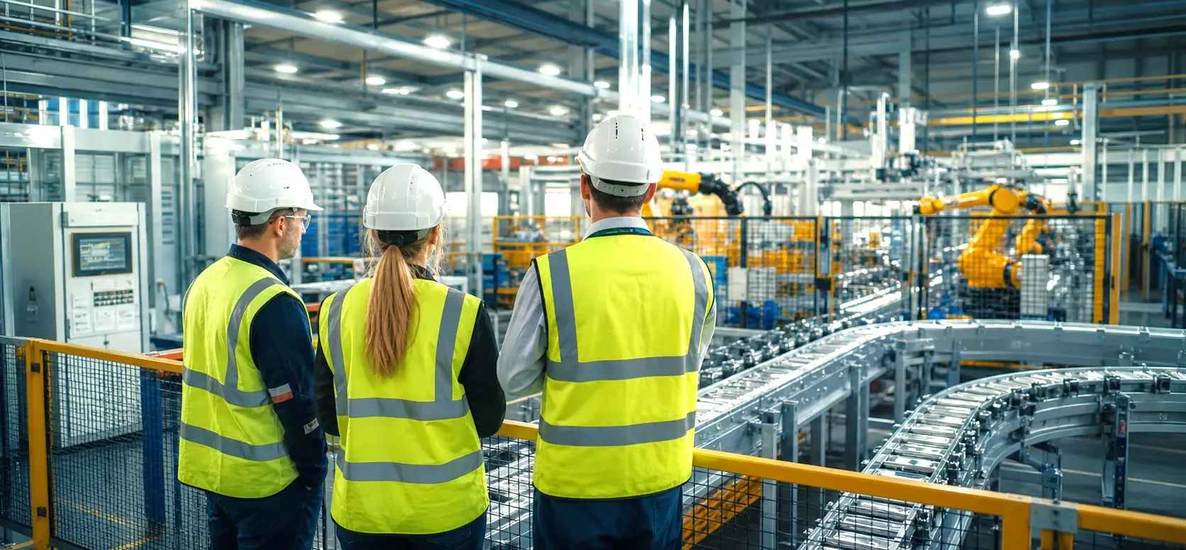 Workers operating equipment inside a modern manufacturing plant with automated machinery and conveyor systems. Minister for Manufacturing Awards Finalists Announced
