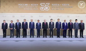 President Ferdinand Marcos Jr., Vladimir Putin and ASEAN delegation leaders pose for a group photograph ahead of the first plenary meeting of the ASEAN–Russia Commemorative Summit in Kazan.