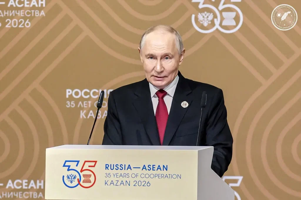 Russian President Vladimir Putin speaks during the ASEAN–Russia Commemorative Summit in Kazan, Russia, on 18 June 2026.